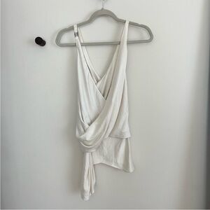 Helmut Lang Cream Satin Wrap Draped Camisole Top